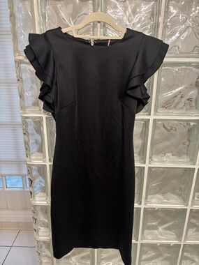 Tommy Hilfiger Black Ruffle Sleeve Midi Dress Like New Worn Once